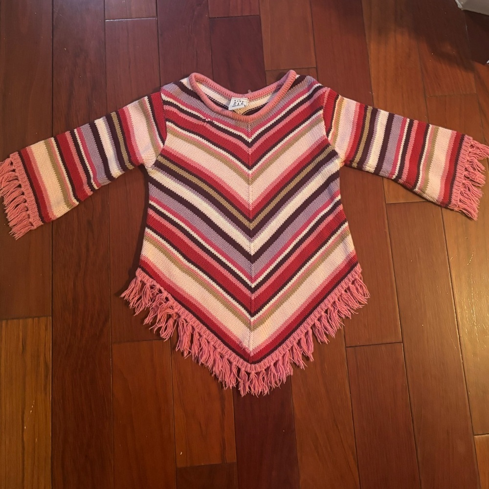 Vintage Kids Gap Fringe Colourful Striped Boho Western Sweater 12-18 Months - Picture 2 of 8